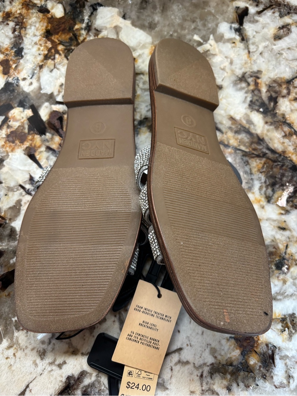 Madden NYC Silver Crystal Bow Slide Sandals - Picture 4 of 5